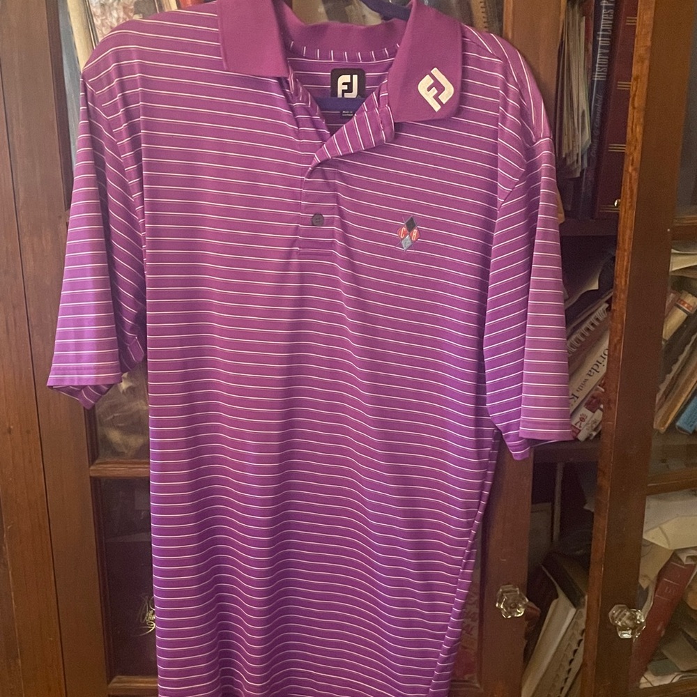 FootJoy Men's Polo Shirt in Purple and White Stripes